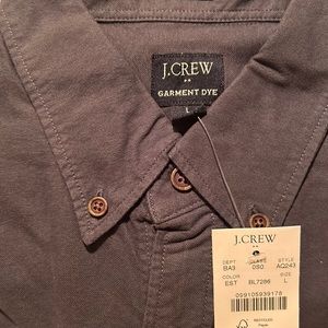 NWT, J Crew, untucked, L, garment dyed, slim fit, button down, Men’s